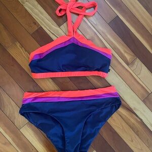 La Vie En Rose Aqua Navy and Pink Swimwear